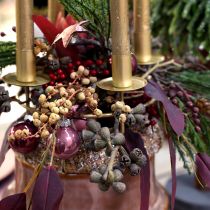 Artikel Glazen kerstballen, mini bessenbeige roze, Ø3cm, 22 stuks