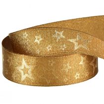 Artikel Kerstlint goud sieradenlint met sterren B25mm L15m