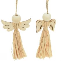 Artikel Kerstengel Kerstboomdecoratie engel raffia 11cm 12 st