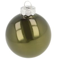 Artikel Kerstballen glazen bol groen zilvergrijs Ø60mm 24 stuks