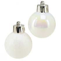 Artikel Kerstballen parelmoer wit kunststof Ø3cm 14st