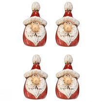 Artikel Schattig kerstmanfiguurtje van keramiek, rood en wit, 10 cm - perfecte kerstversiering - 4 stuks