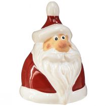Artikel Kerstmanfiguur van keramiek, rood en wit, 6,4 cm – Feestelijke kerstversiering – 6 st