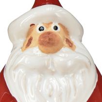 Artikel Kerstmanfiguur van keramiek, rood en wit, 6,4 cm – Feestelijke kerstversiering – 6 st