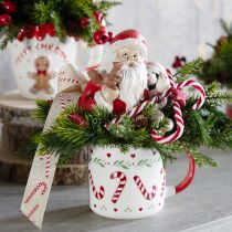 Artikel Kerstmok keramiek rood groen crème H9cm 2 stuks