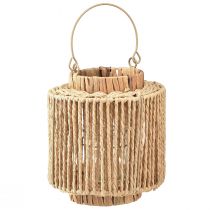Artikel Lantaarn raffia met handvat natuurlijke vezel metaal Ø19cm H21cm