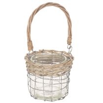 Artikel Hangende lantaarndecoratie, metaal, glas, wilgentakken, Ø13cm H12cm, 2 stuks