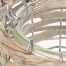 Artikel Hangende lantaarndecoratie, metaal, glas, wilgentakken, Ø13cm H12cm, 2 stuks