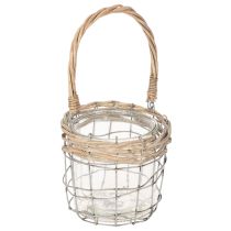 Artikel Hangende lantaarn, glas, metaal, wilgenhout, Ø14,5 cm, 2 stuks