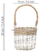Artikel Hangende lantaarn, glas, metaal, wilgenhout, Ø14,5 cm, 2 stuks