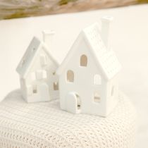 Artikel Lantaarnhuisje keramiek tafeldecoratie Advent wit H18cm