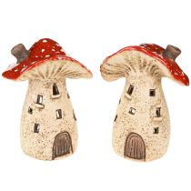 Artikel Lantaarn keramische paddenstoelen herfstdecoratie H12,5/14cm 2 stuks