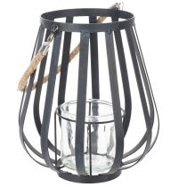 Artikel Metalen lantaarn met glas, antraciet, Ø23cm, H27cm