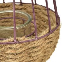 Artikel Lantaarn met handvat en glas paars naturel Ø18cm H22cm