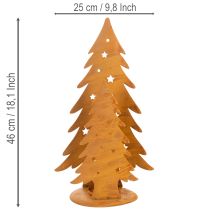 Artikel Kerstboomlantaarn, metalen decoratie met een rustieke afwerking, kersthoogte 46 cm en breedte 25,5 cm.