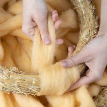 Artikel Wollen koord, wollen lint, crèmekleurig oranje, 10 meter wol voor kransen en bloemstukken