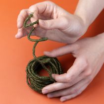 Artikel Groen wollen koord met gouden draad, 5m x 5mm met draad, voor decoratie en knutselen