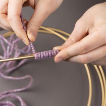 Artikel Wollen koord met roze en gouden draad, 5 m x 5 mm met draad, voor decoratie en knutselen.