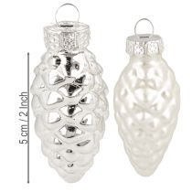 Artikel Kegeltjesmix van glas zilver 5cm 14 stuks