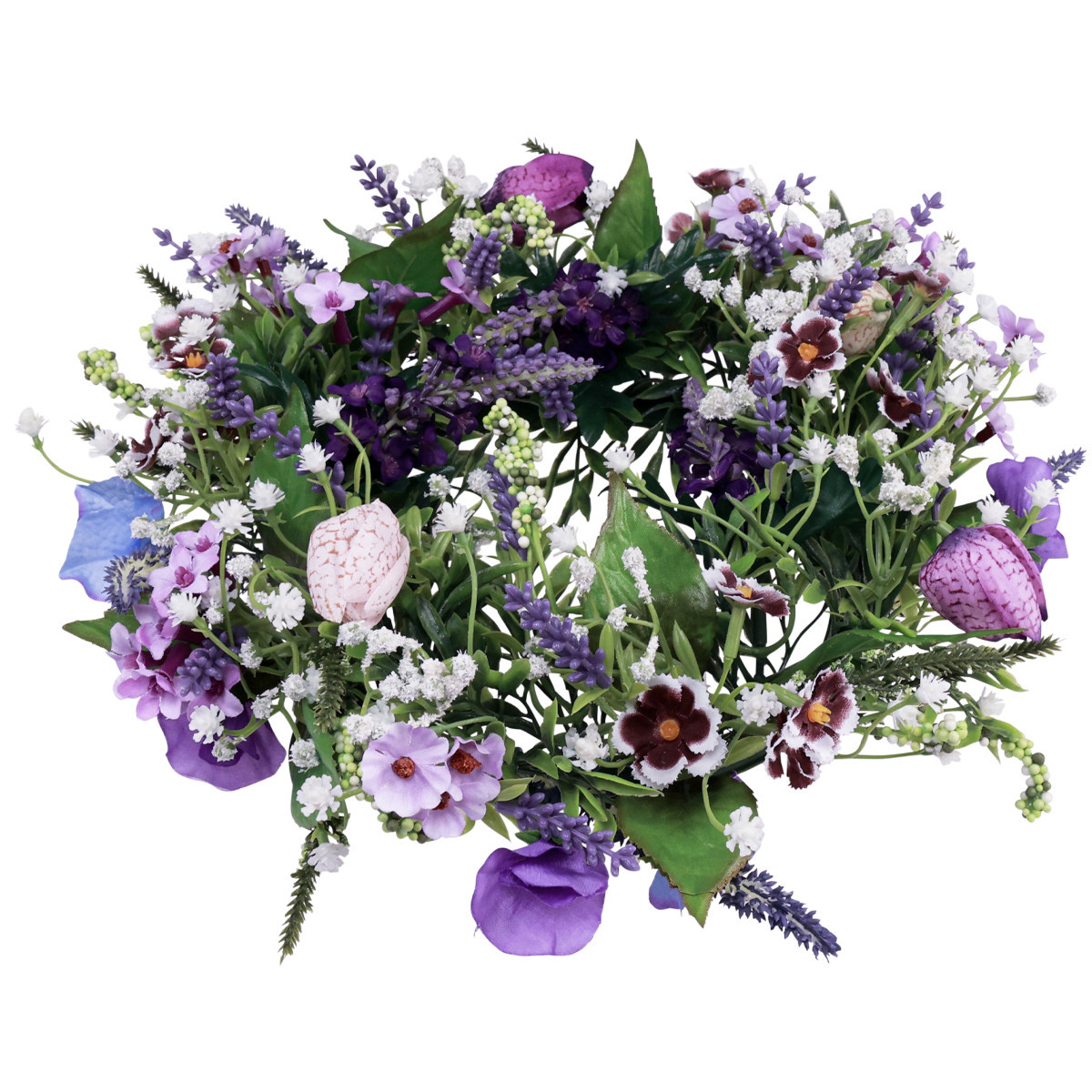Kunstbloemenkrans Anemonen Madeliefjes Paars Wit 25cm