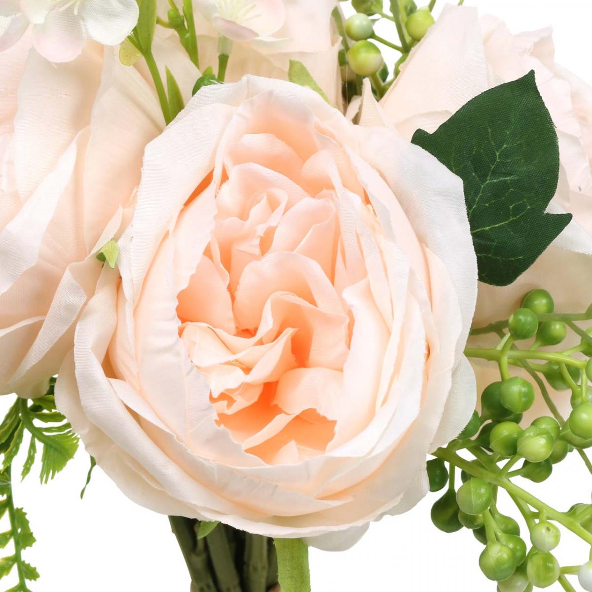 Kunstmatige rozenboeket, zijden bloemboeket, rozen in bos, kunstmatige rozenboeket roze L28cm