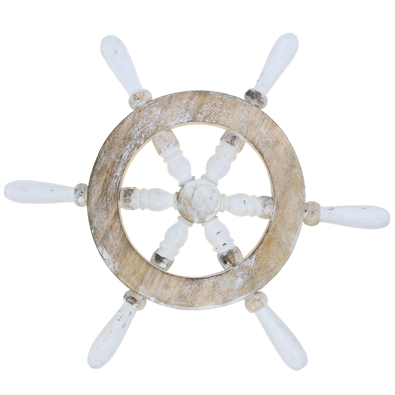 Stuurwiel hout whitewash ±25 cm | Zus & Zo Oostburg | Unieke cadeau's