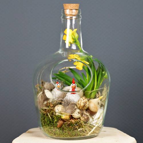 Floristik24 Glazen fles decoratief vat met kurk Ø19cm H30cm