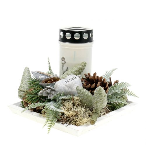 Floristik24 Houten dienblad wit 20cmx20cm