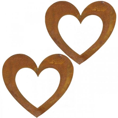 Hart roest decoratie hart tuin metaal 15cm 6st