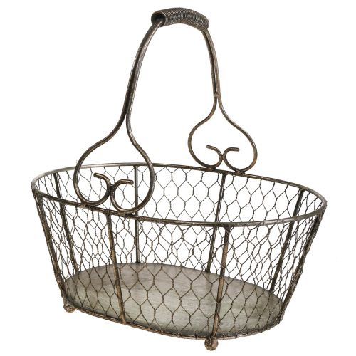Floristik24 Draadmand antiek look mand met handvat metalen mand 28×23×12cm