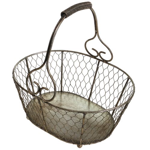 Floristik24 Draadmand antiek look mand met handvat metalen mand 28×23×12cm