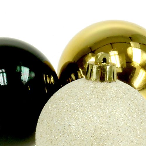 Floristik24 Kerstbal mix zwart, goud Ø6cm 30st