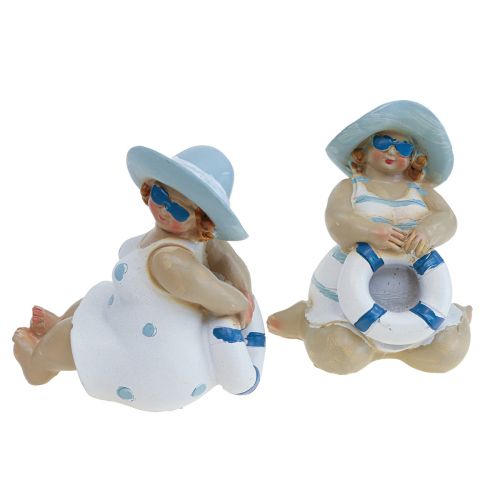 Floristik24 Maritime Deco Dames Deco Figuren Baddeko H10/9.5cm Set van 2