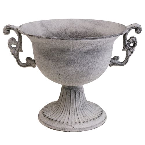 Floristik24 Sierschaal white wash sierbeker metaal Ø20cm H17.5cm