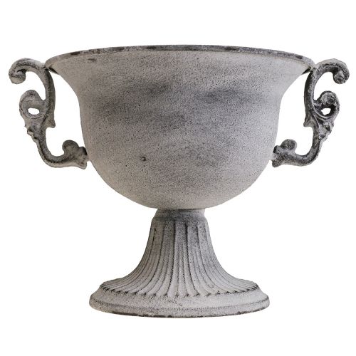 Floristik24 Sierschaal white wash sierbeker metaal Ø20cm H17.5cm