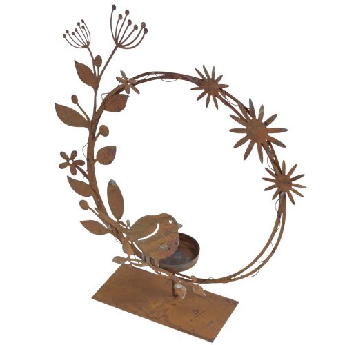 Artikel Bird deco bloem waxinelichthouder roest look 24×27×6cm