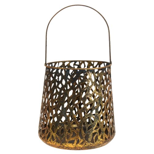 Floristik24 Deco lantaarn tafeldecoratie theelichthouder goud antiek 14.5cm