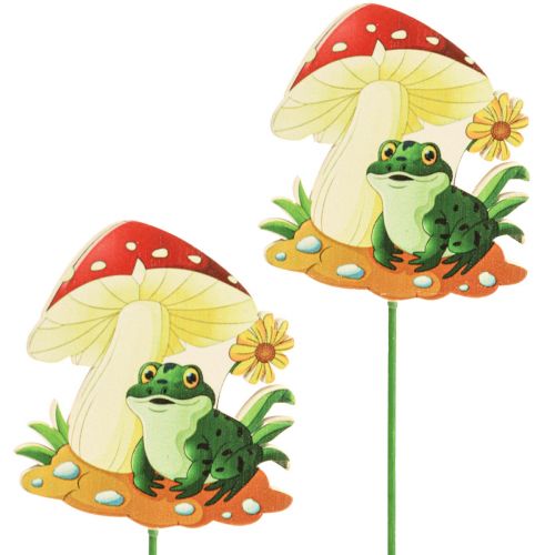 Decoratieve plug houten bloemplug kikker decoratie 6,5 cm 18 st