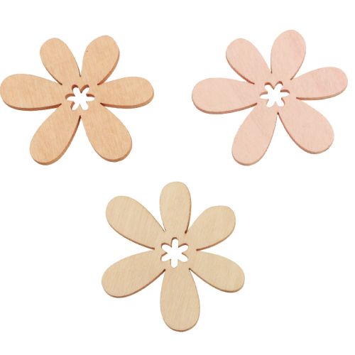 Floristik24 Houten bloemen strooidecoratie bloemen hout oranje/roze/wit 72 st