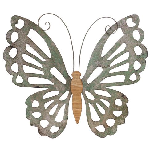 Wanddecoratie Vlinder Deco Metaal Hout Vintage 46×43cm