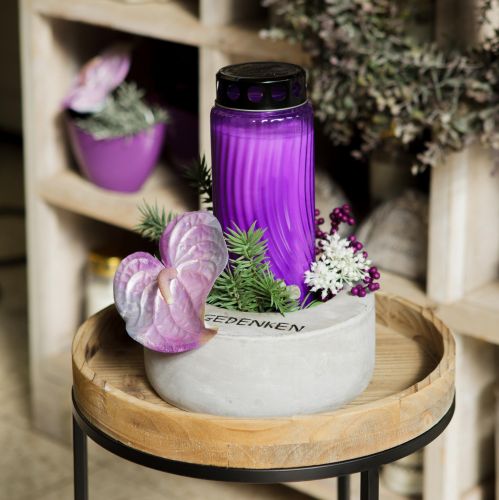 Floristik24 Grafkaarsdekselmotief bloem zwart paars Ø9cm H27cm