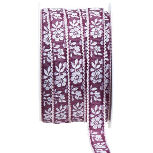 Floristik24 Cadeaulint bloemen decoratief lint Mauve 15mm 25m