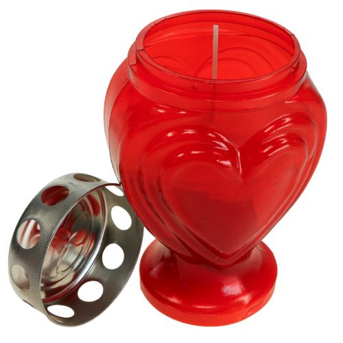 Artikel Grafkaarsen rood hart rouwlicht gedenklicht 9×8×15cm 24u 4 st.