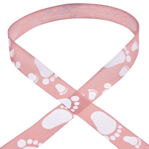 Artikel Cadeaulint babyvoetjes decoratie dooplint roze 25mm 16m
