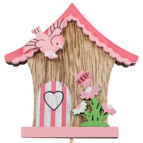 Floristik24 Bloemsteker houten siersteker vogelhuisje 7,5x8cm 12 stuks