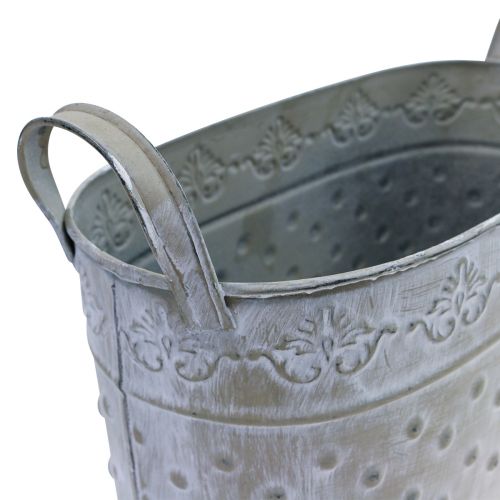 Floristik24 Bloempot ovaal met handvatten Jardiniere metaal 24/19/14cm 3st