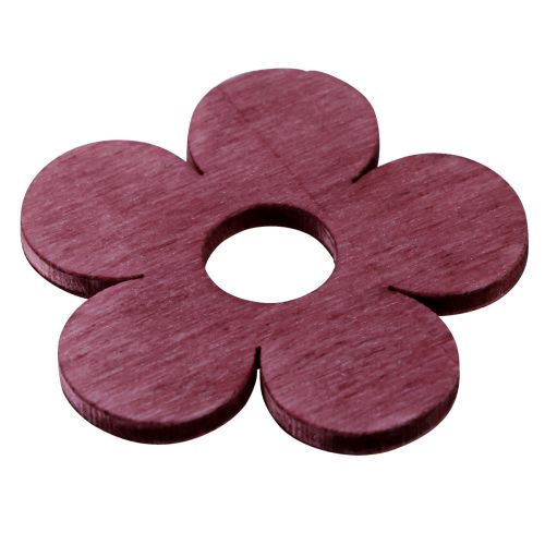 Artikel Strooidecoratie hout bloemen tafeldecoratie roze paars wit Ø4cm 72 st