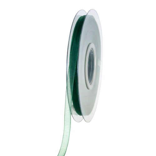 Floristik24 Organza lint groen cadeaulint geweven rand dennengroen 6mm 50m