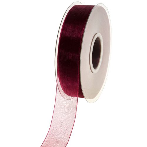 Floristik24 Organza lint Bordeaux 25mm 50m