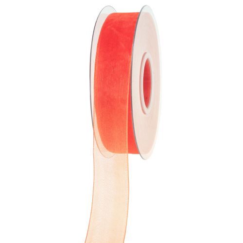 Floristik24 Organza lint cadeaulint oranje lint zelfkant 25mm 50m